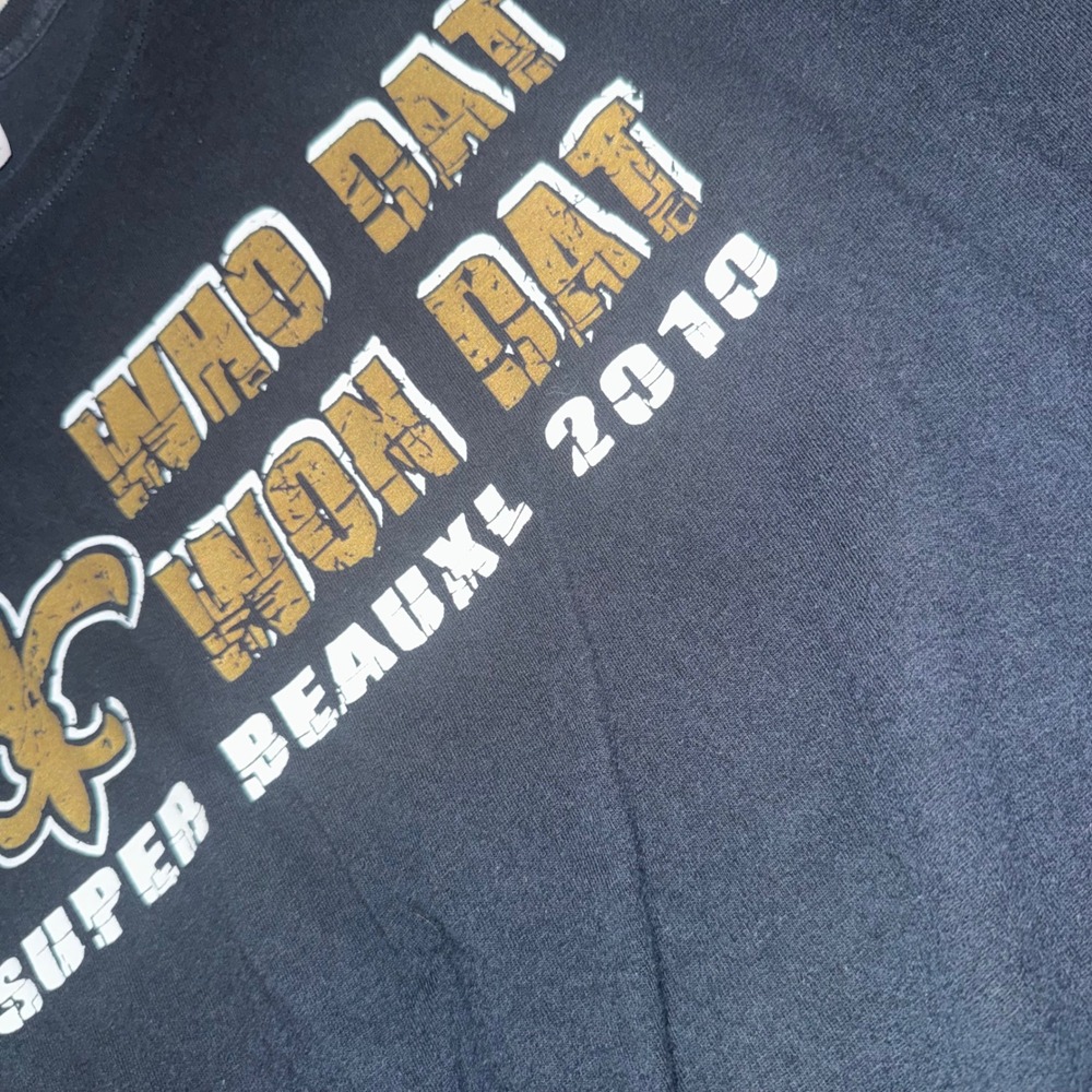 New Orleans Saints Who Dat Won Dat Super Bowl 2010 T-Shirt XL Black Gildan